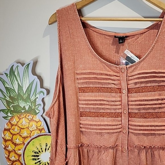 Torrid - Textured Jersey Scoop Neck Button Down Babydoll in Apricot Brandy - Picture 3 of 11